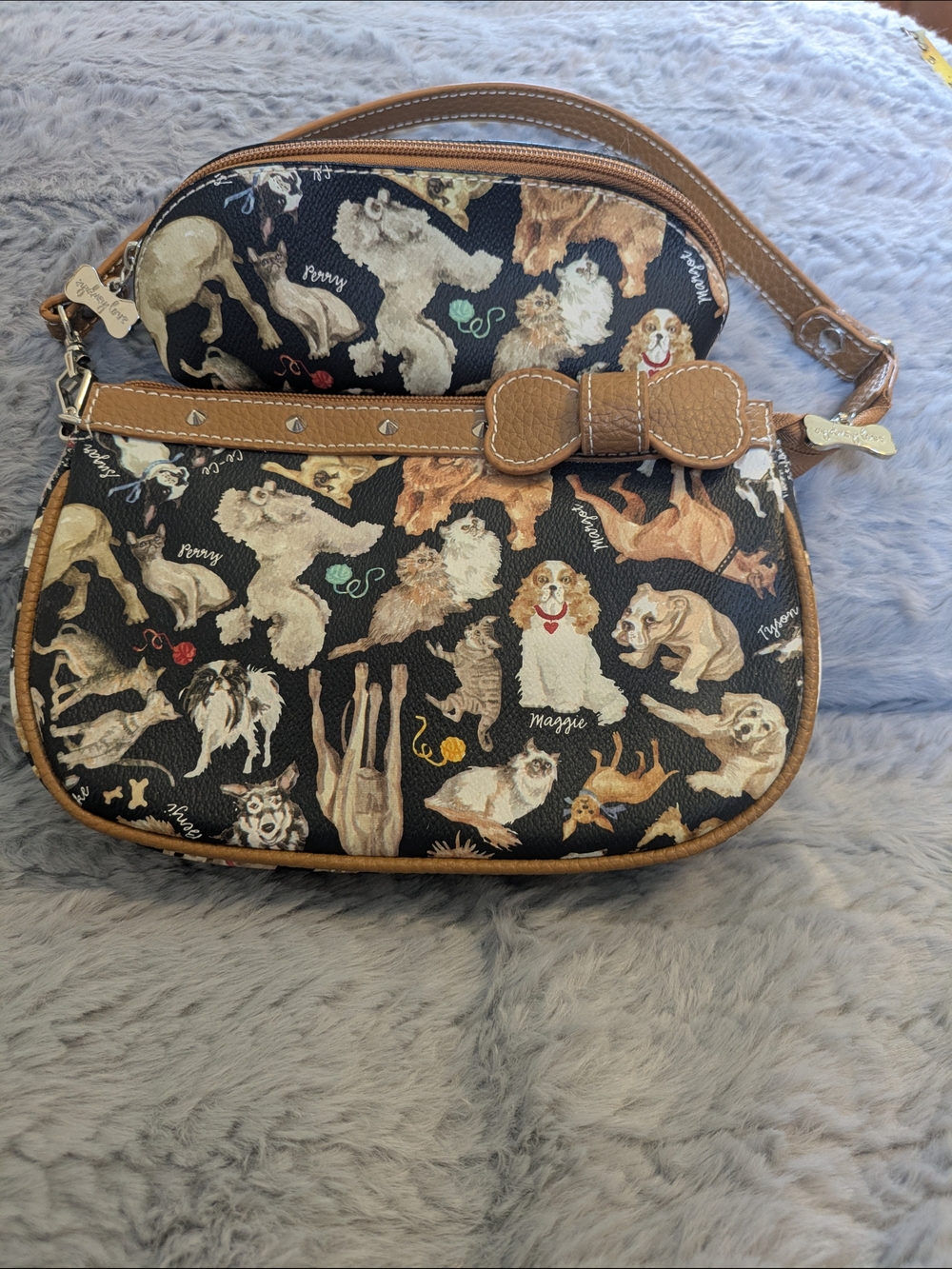 NWOT Sydney Love Black Dog Print Shoulder Bag with Change Purse
